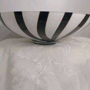Illusions Crystal Black & White Stripe Bowl 11"X3.5" New